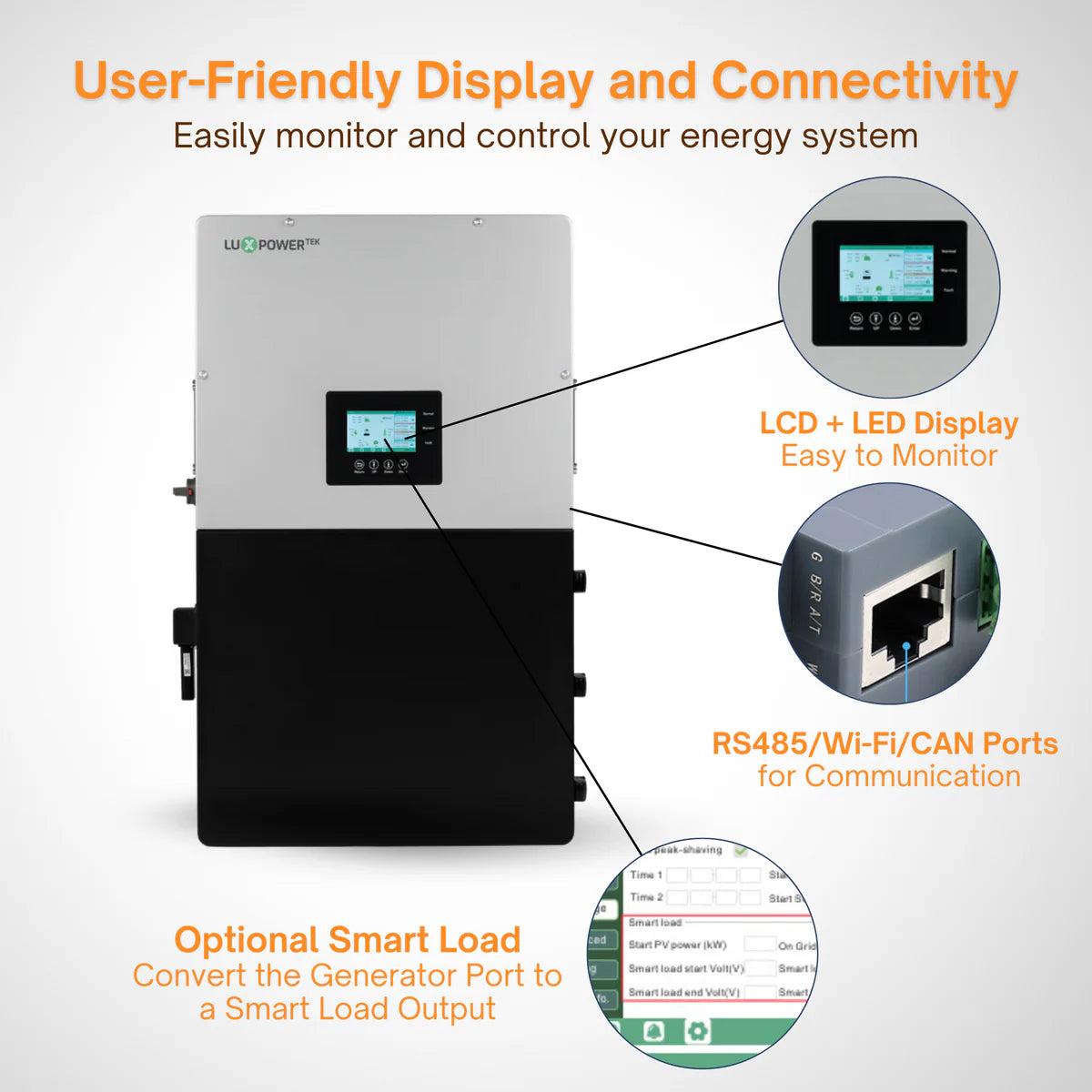 Luxpower LXP-LB-US (18KPV) 12k Hybrid Solar Inverter - 18000W PV Input | 12000W Output | 48V 120/240V Split Phase | UL & CSA Approved