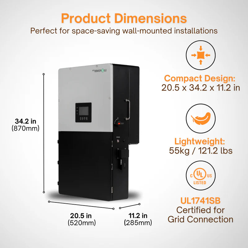 Luxpower LXP-LB-US (18KPV) 12k Hybrid Solar Inverter - 18000W PV Input | 12000W Output | 48V 120/240V Split Phase | UL & CSA Approved