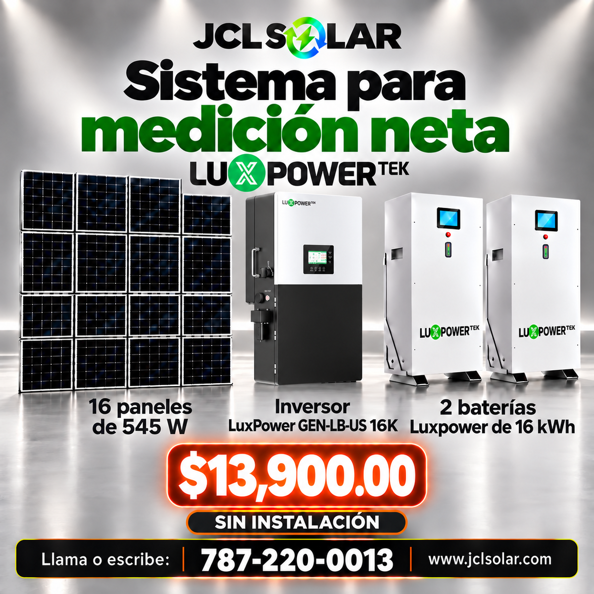 Paquete solar LuxPower GEN-LB-US 16K $13,900 sin instalación
