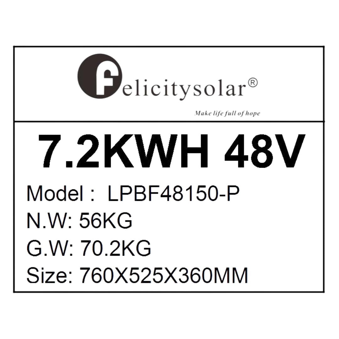 Información del modelo del batería solar LiFePO4 de 7.2 kwh
